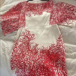 Silky smooth red and white coral cocktail dress
